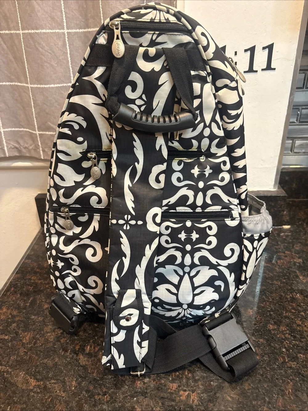 Life is Tennis Jetpac Black White Backpack Crossbody Travel Bag Jerome Jomash
